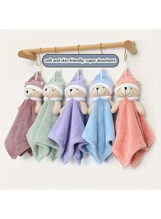 Blue Cartoon Bear Hand Towels Super Absorbent Quick Dry Microfiber Bath Kitchen Towels - Image 1